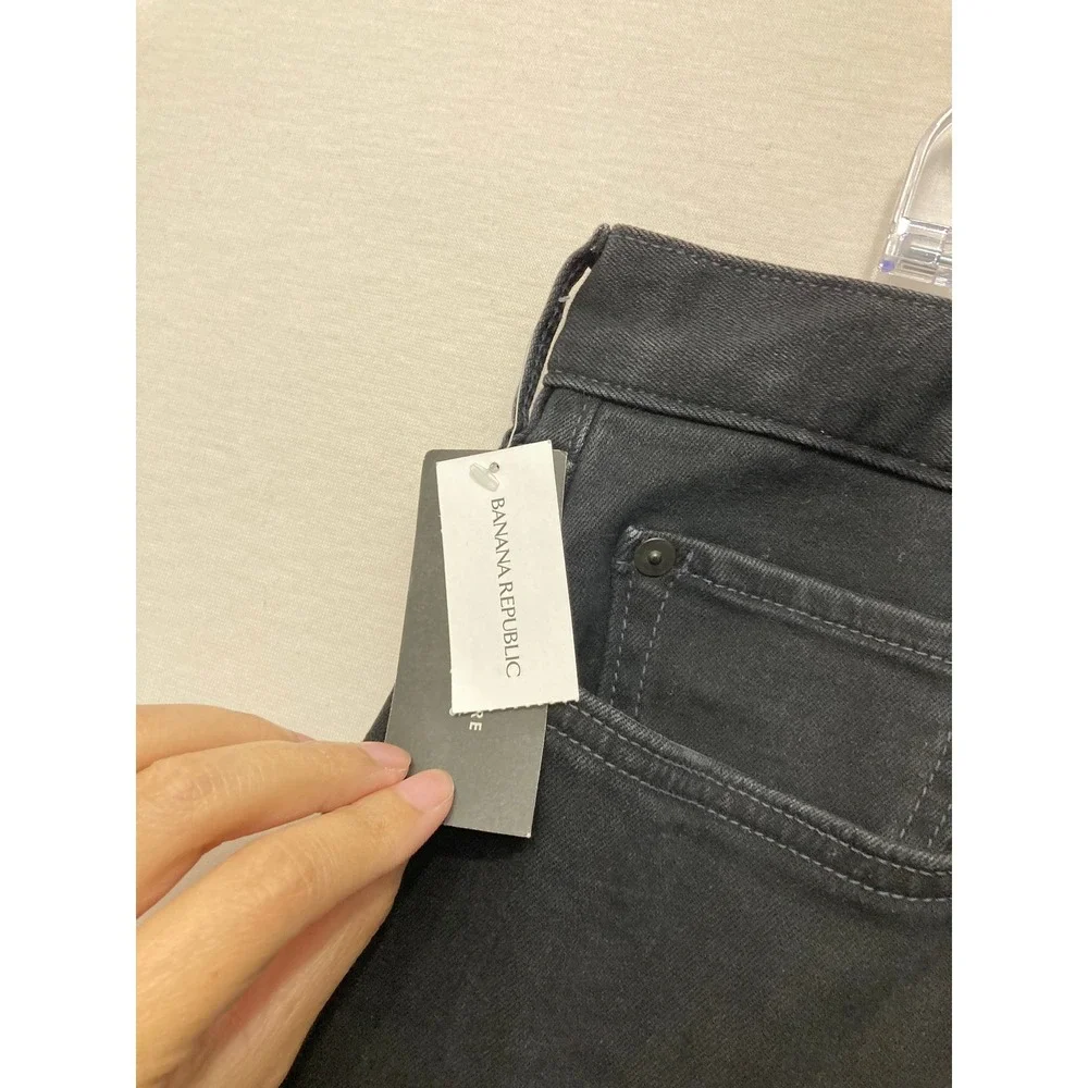 NWT Banana Republic Mens Traveler Jeans 38x32 Straight Fit Black Stretch
